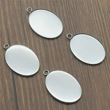 

20pcs Fit 18x25mm 13x18mm Oval Glass Cabochon Sawtooth Edge Base Setting Charms Pendant Tray Stainless Steel Accessories