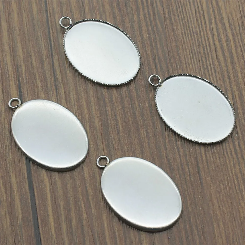 

Stainless Steel Fit 18x25mm 13x18mm Oval Glass Cabochon Sawtooth Edge Base Setting Charms Pendant Tray 20pcs/lot