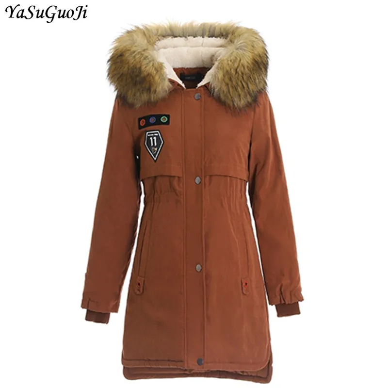 Veste 18010 Col Fourrure Patch Long 2018 Green Épaissir khaki De Slim 18010 Hiver Nouveau Femelle Taille Velours Yasuguoji army 18010 Femmes 4xl 18010 Manteau orange Plus Jiaotan Designs Polaire Mf1 jLR3A45