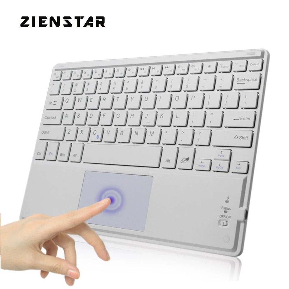 Универсальная беспроводная Bluetooth клавиатура Zienstar 10 дюймов с тачпадом для