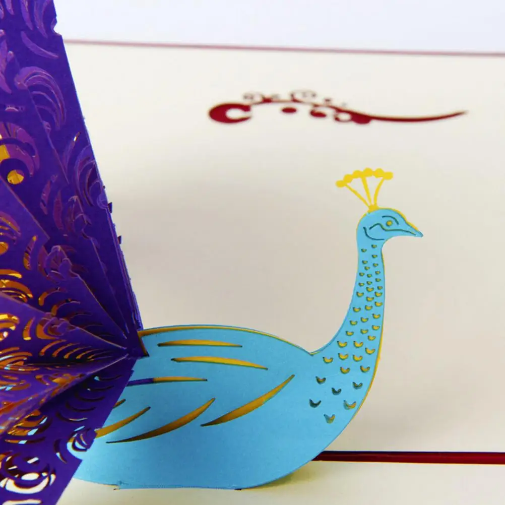 1 шт. Животные Павлин открытка модные 3D pop up день рождения ребенка ручной Бумага Книги по искусству Вырезка хороший фестиваль подарок