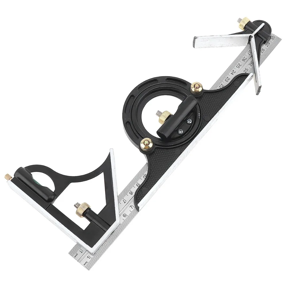 

12 Inch 300mm Adjustable Sliding Combination Square Ruler & Protractor Level Measure Measuring Set
