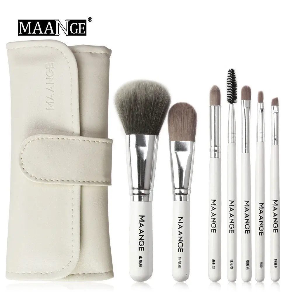 MAANGE 7 Pcs Makeup Brushes Set Eyebrow Eyelash Eyeshadow Blending Powder Blush Brush Cosmetic Make Up Tool Kits Maquiagem | Красота и