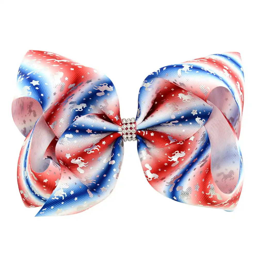 Baby Hair Bow Jojo New Style Silver Pressed Unicorn Bow Hair Clip