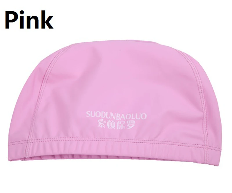 Взрослые женщины дамы мужчины PU покрытие ткань длинные волосы защита водонепроницаемый плавательный бассейн Купание Плавание Кепка шапка большая для женщин мужчин - Цвет: Розовый