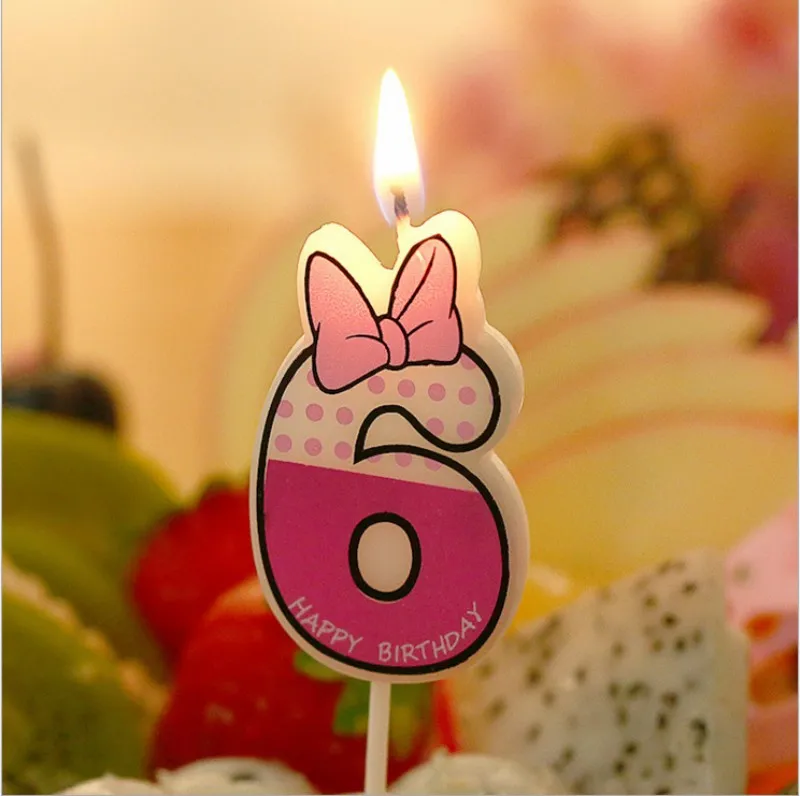 1 шт. номер 0-9 Свеча для торта розовая бабочка дизайнерские свечи Минни Маус Свеча День рождения Юбилей украшения для детской вечеринки DIY - Цвет: Pink 6