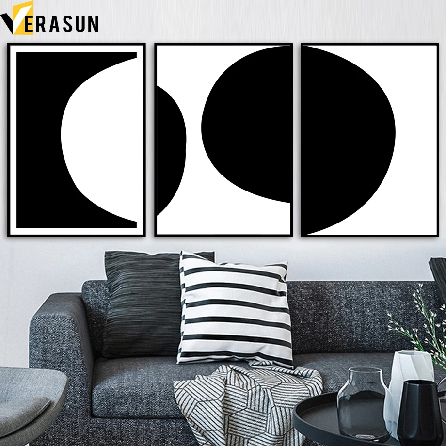 

Black White Geometric Wall Art Canvas Painting Nordic Posters And Prints Abstract Painting Wall Pictures For Living Room Decor