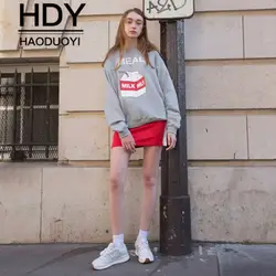 HDY Haoduoyi Марка Для женщин серый Повседневное Кофты с О-образным вырезом с длинным рукавом женский сладкий Пуловеры для женщин женские модные