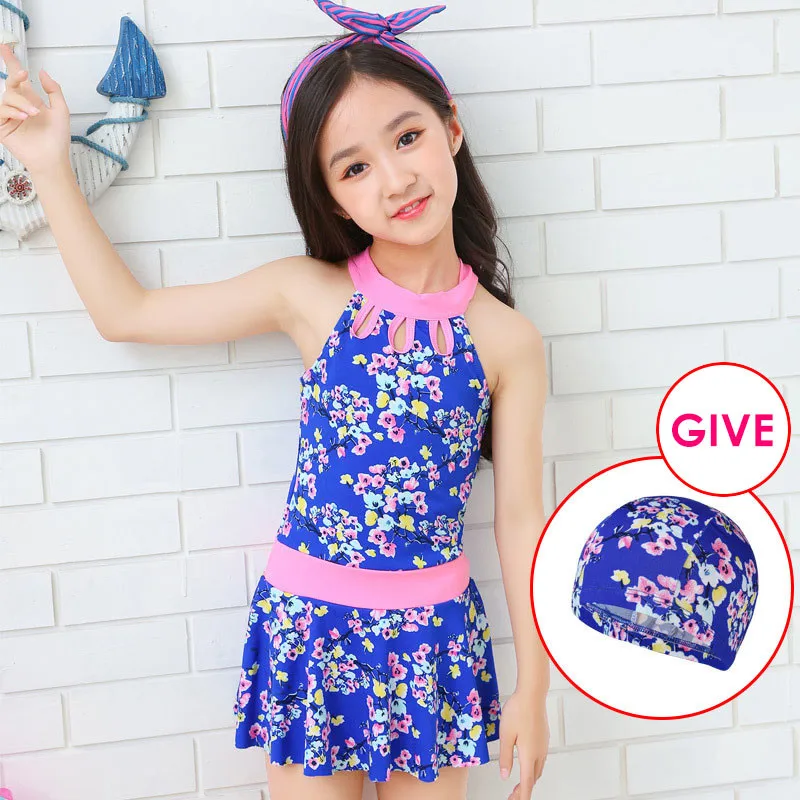 Летний модный детский купальник для девочки бикини купальный костюм с цветочным принтом летняя одежда Пляжная одежда для купания для девочек - Цвет: 1809 blue