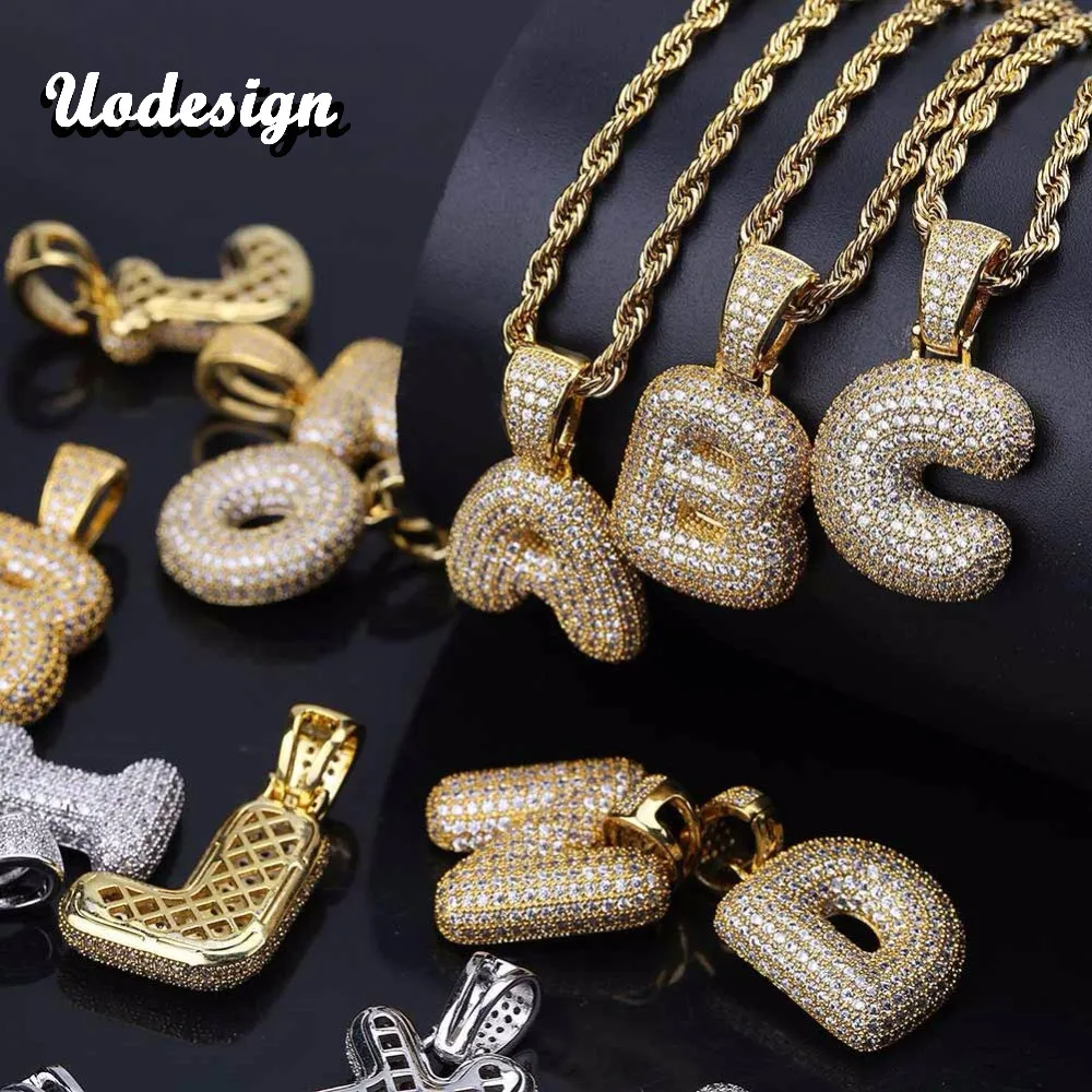 A Z Custom Letter Bubble Letters Necklaces & Pendant Charm For Men