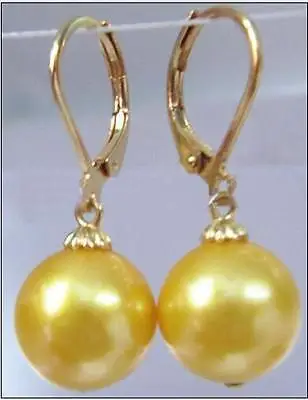 

hot AAA 10-11mm natural Australian south sea yellow pearl earrings