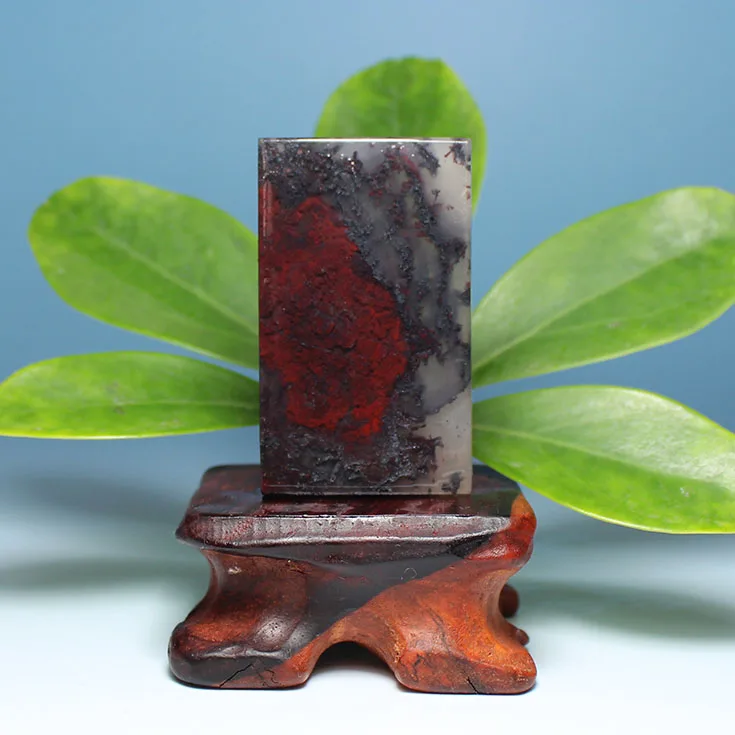 

Guilin Bloodstone red jasper Square boutique brand diy pendants jade tablets safe card cards black red square