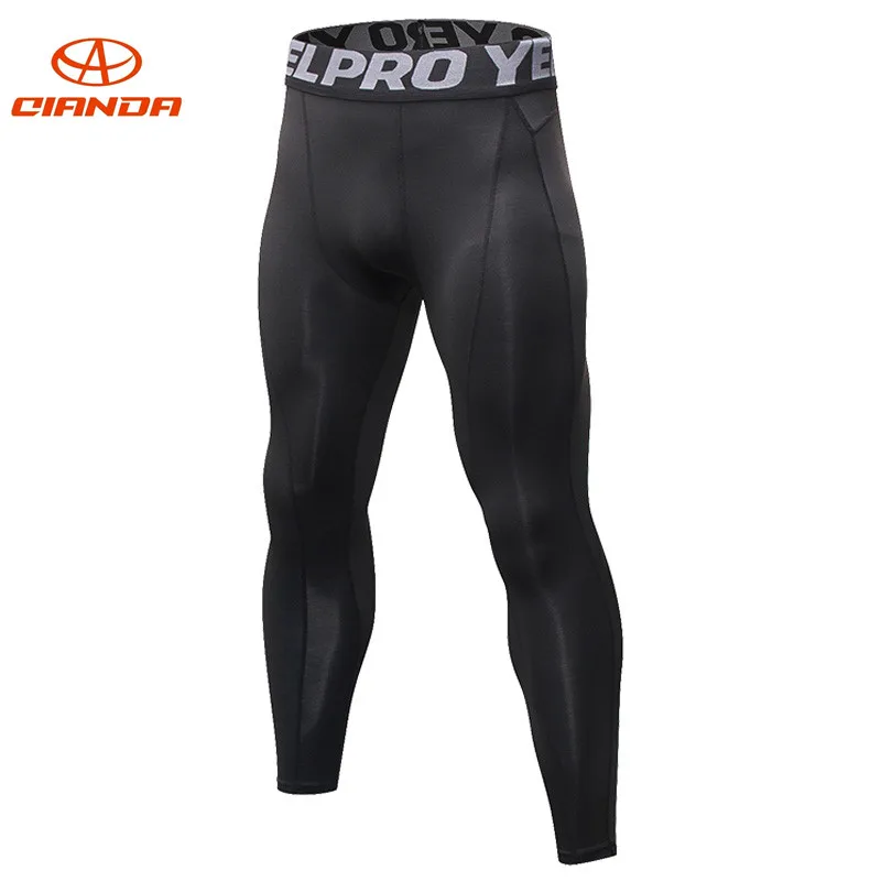 

2018 Summer New Elastic Men Compression Pants Length Pants Breathable Quick Drying Cooling Slim Running Pants Leggings Trousers