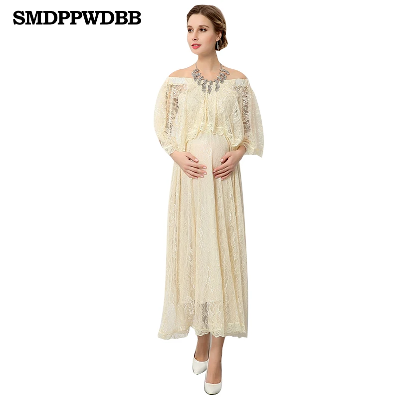 

SMDPPWDBB Lace Dress Pregnant Dress Summer Loose Maternity Clothes For Pregnant Women Pregnancy Long Maternity Photography Props