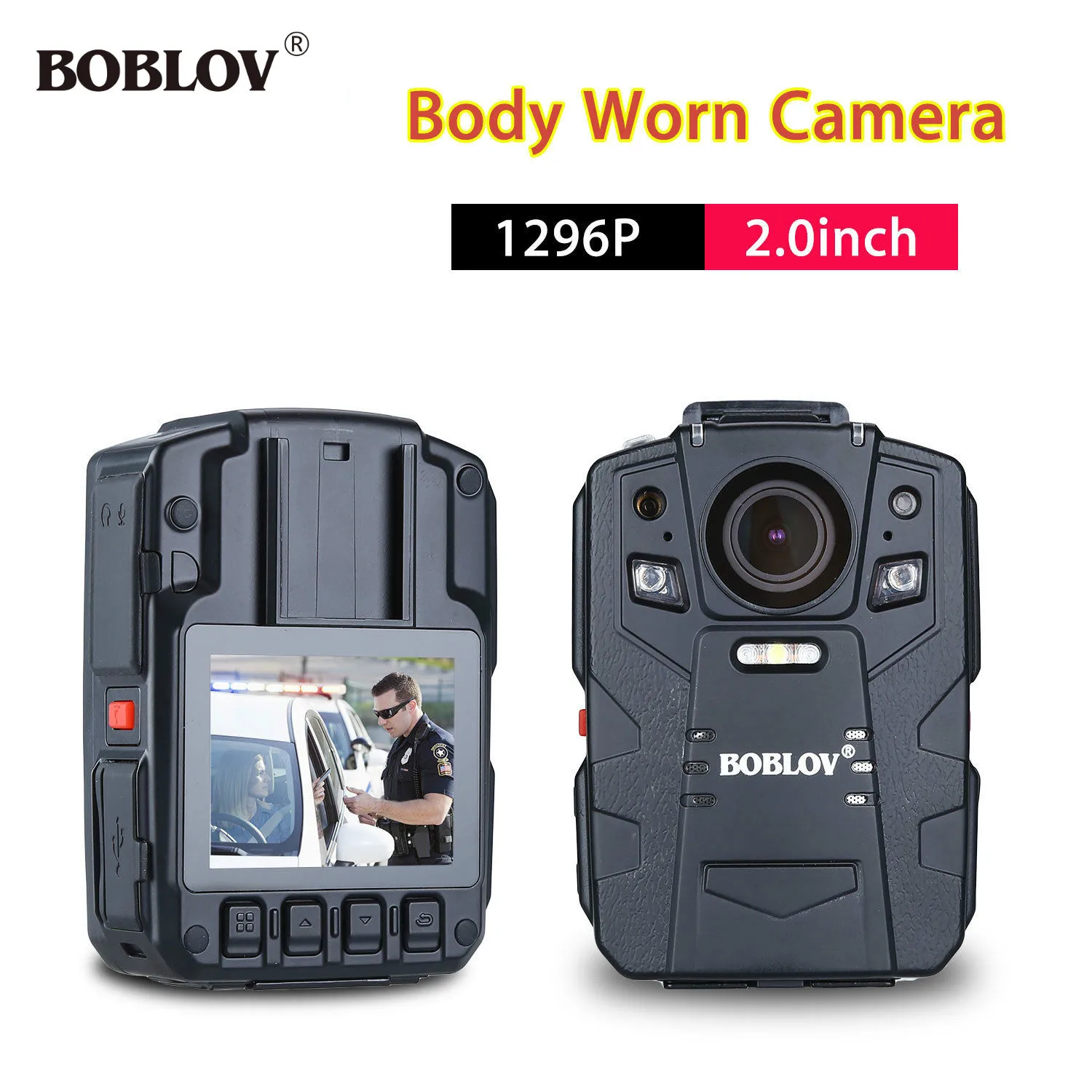 

BOBLOV HD66-13 32GB HD 1296P 170 Degree Angle Police Body Worn Camera 2.0inch LCD with 1950mAh Battery
