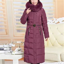 Роскошный женский меховой воротник, 90% белый утиный пух, Женская длинная куртка, дизайн размера плюс XL 2XL 3XL 4XL 5XL, длинная настоящая куртка, пуховик