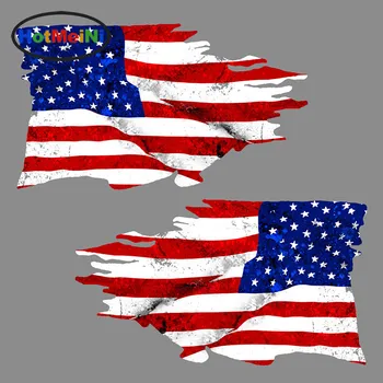 

20 HotMeiNi 15.2*8.9cm USA TATTERED 3D Car Sticker Mirrored Rearview Mirror Car Accessories Vinyl Decal Waterproof