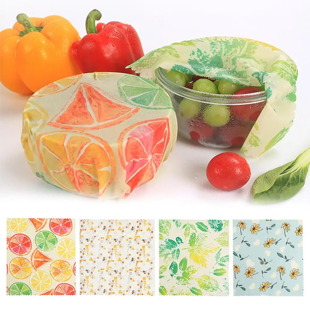 

3pcs Eco Friendly Reusable Food Wraps Sustainable Plastic Food Storage Organic Beeswax Wrap Cling Wrap Replacement For Sandwich