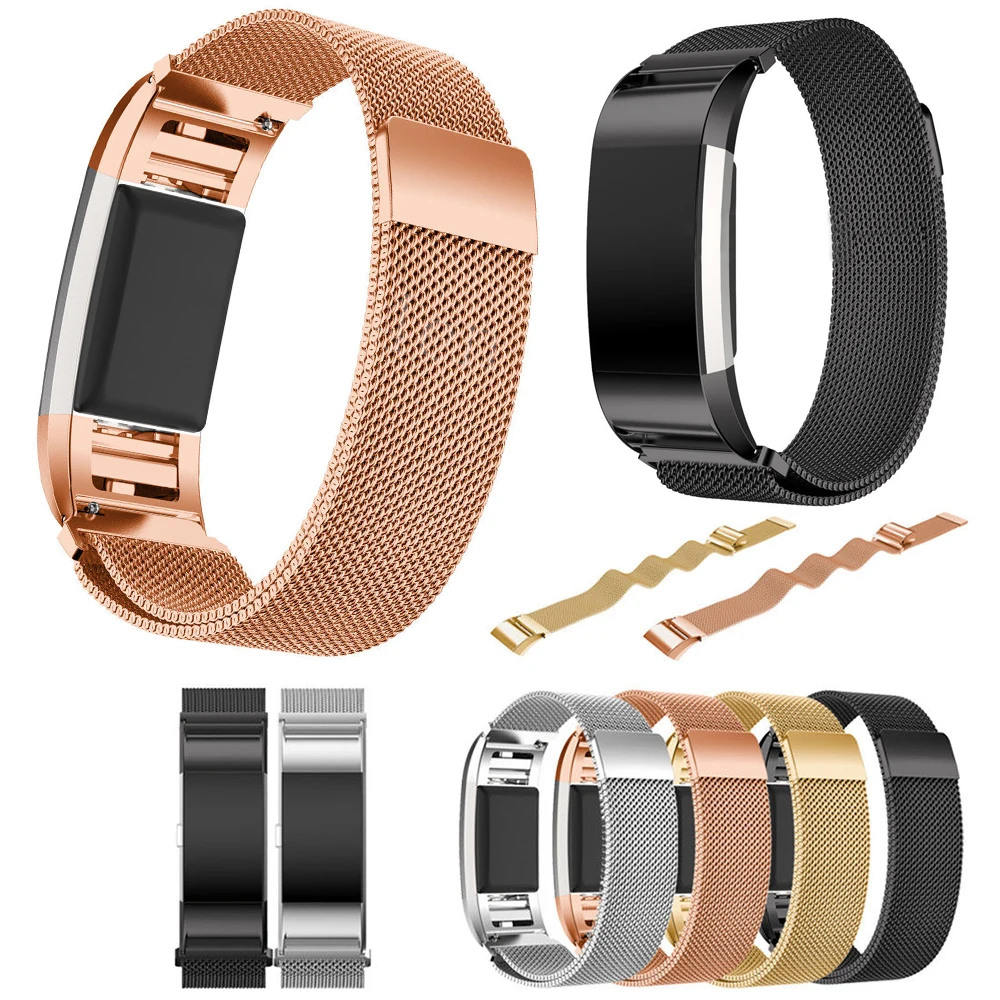 Магнитный металлический ремешок Milanese Loop для Fitbit charge 2 аксессуары браслета
