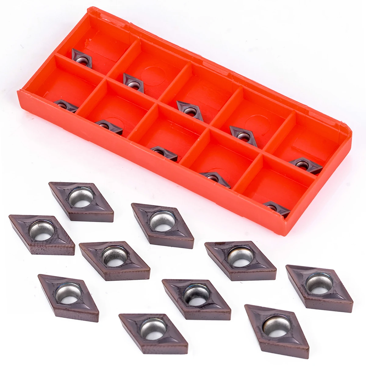 10pcs DCMT0702 YBC205 Carbide Blades 55 Degree Diamond Shape Inserts for Lathe Turning Tool Holder Boring Bar