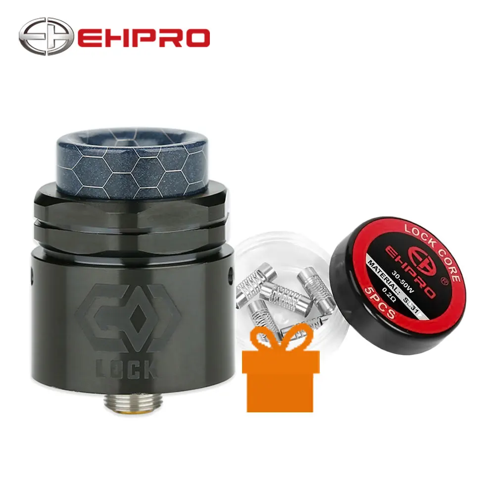 

Free Gift Ehpro Lock Build-free RDA 24mm Diameter Single Coil RDA with Nut-style Top Cap & 0.15ohm Notch Coil & Ehpro Lock Core