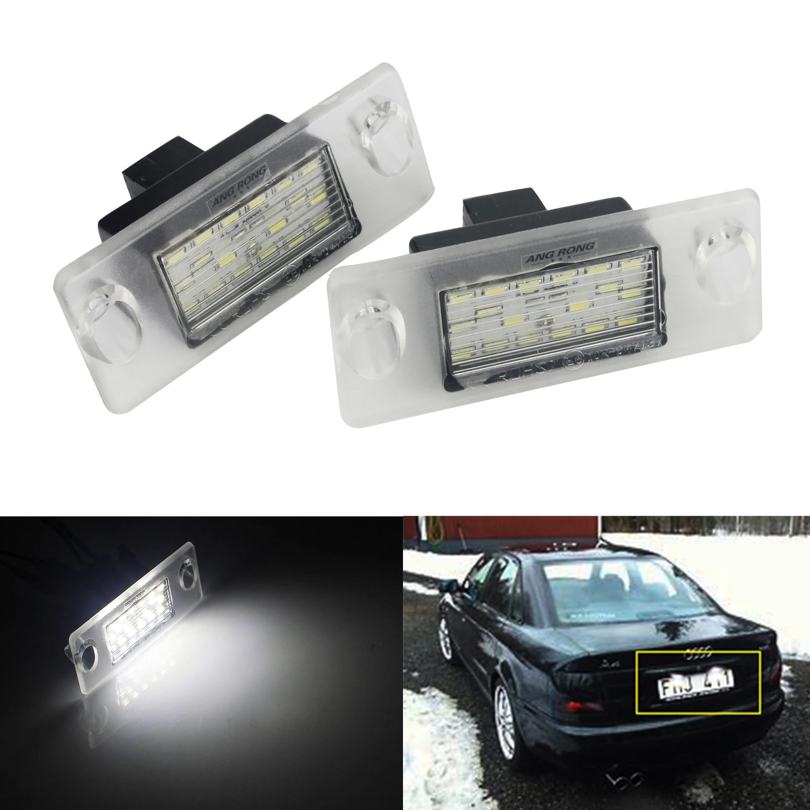 Angrong 2x Led License Number Plate Light Canbus No Error White 12v For