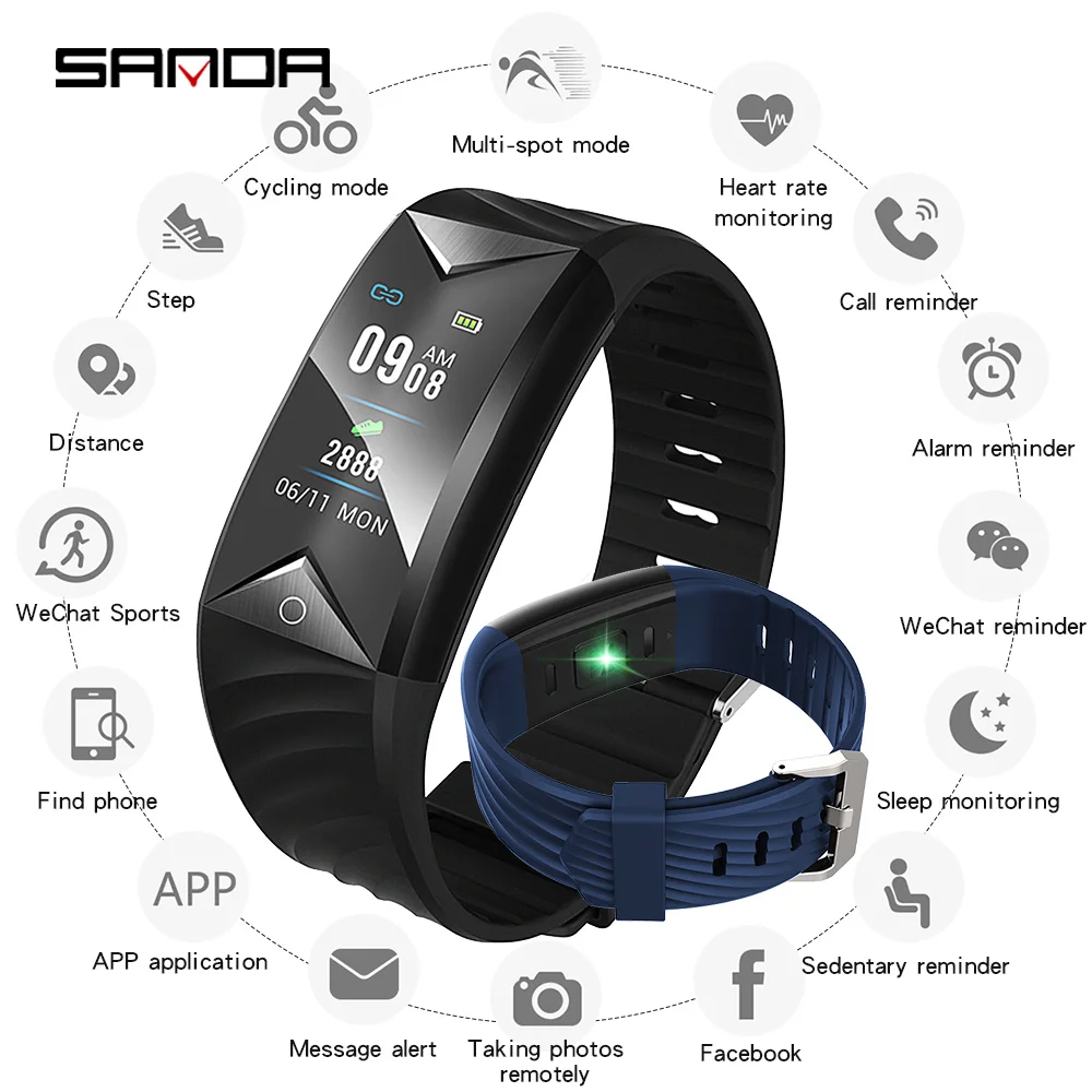 SANDA Смарт-часы мужские Bluetooth для Android iOS Smartwatch спортивные цифровые часы пульсометр
