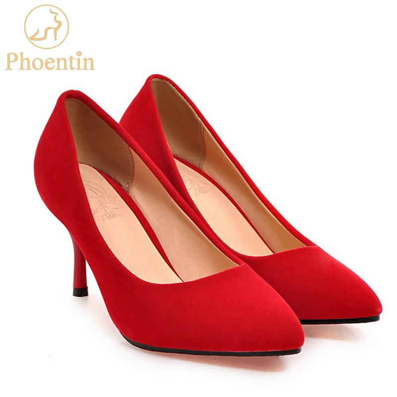 Phoentin terciopelo rojo bombas finos 7 cm stiletto zapatos de boda novia nuevas mujeres zapatos de moda las mujeres 2018 señaló punta FT303|pointed toe|stiletto wedding shoesthin high heels - AliExpress