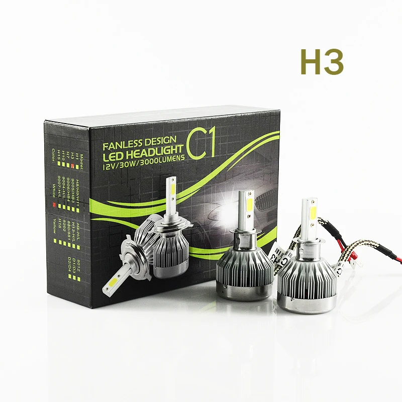 

2018 Led Car 1 Pair 60w H3 6000lm Super Power Car Headlight Lampadine Kit Singolo Fascio Auto Faro Luci Bianco Freddo