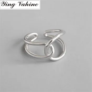 

ying Vahine 100% 925 Sterling Silver Crossed Lines Open Rings for Women