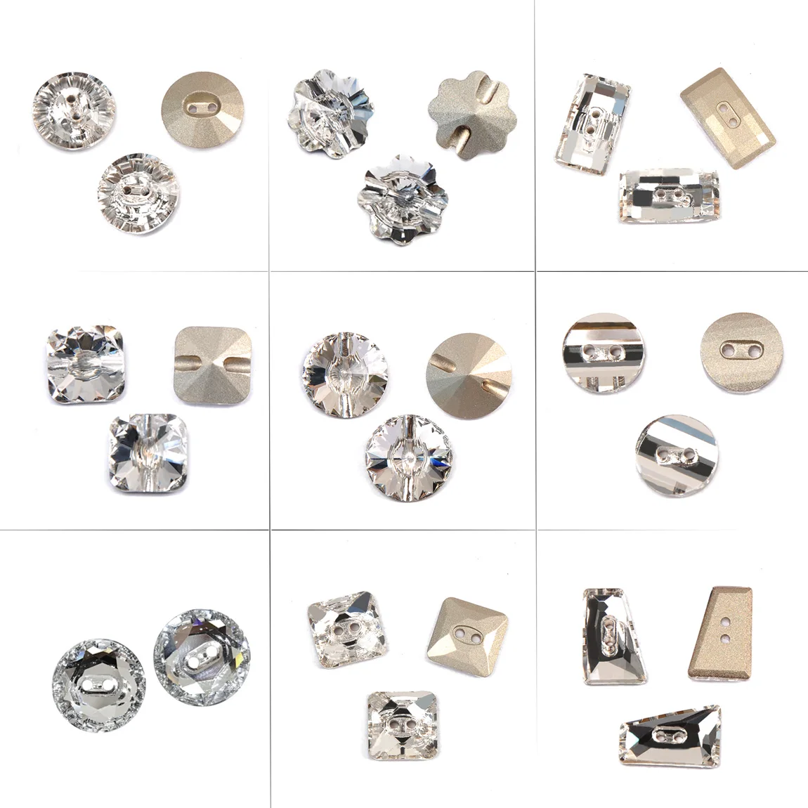 

Crystal Clear Different Buttons Strass botones Sew on Button DIY Rhinestone Snap Craft for Jewelry Garment Clothes Sofa Costume
