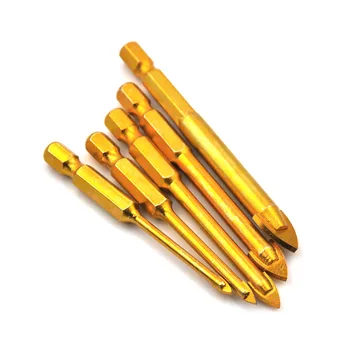 

5pcs New Titanium Coated Glass Drill Bit Set 1/4" 3/4/6/8/10mm Hex Shank Glass Hole Opener Drilling Bit Power Supplies