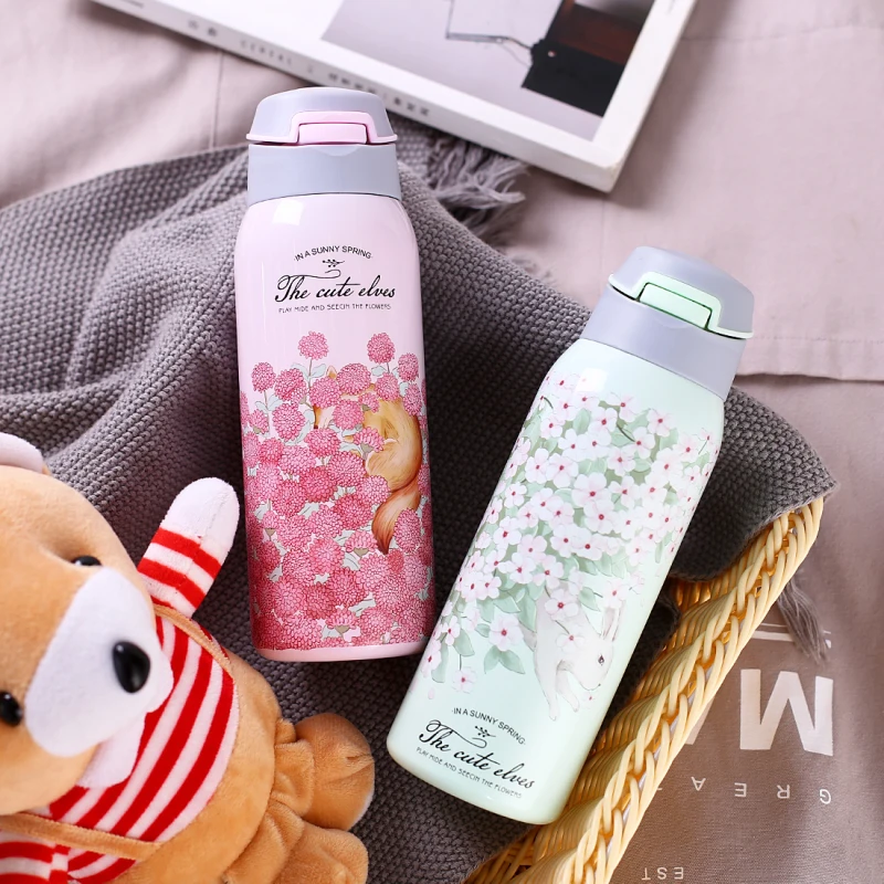 Comprar Termo de acero inoxidable con pajita copa de aislamiento deportivo 350ml botella de agua portátil taza vaso de vacío termo para niños