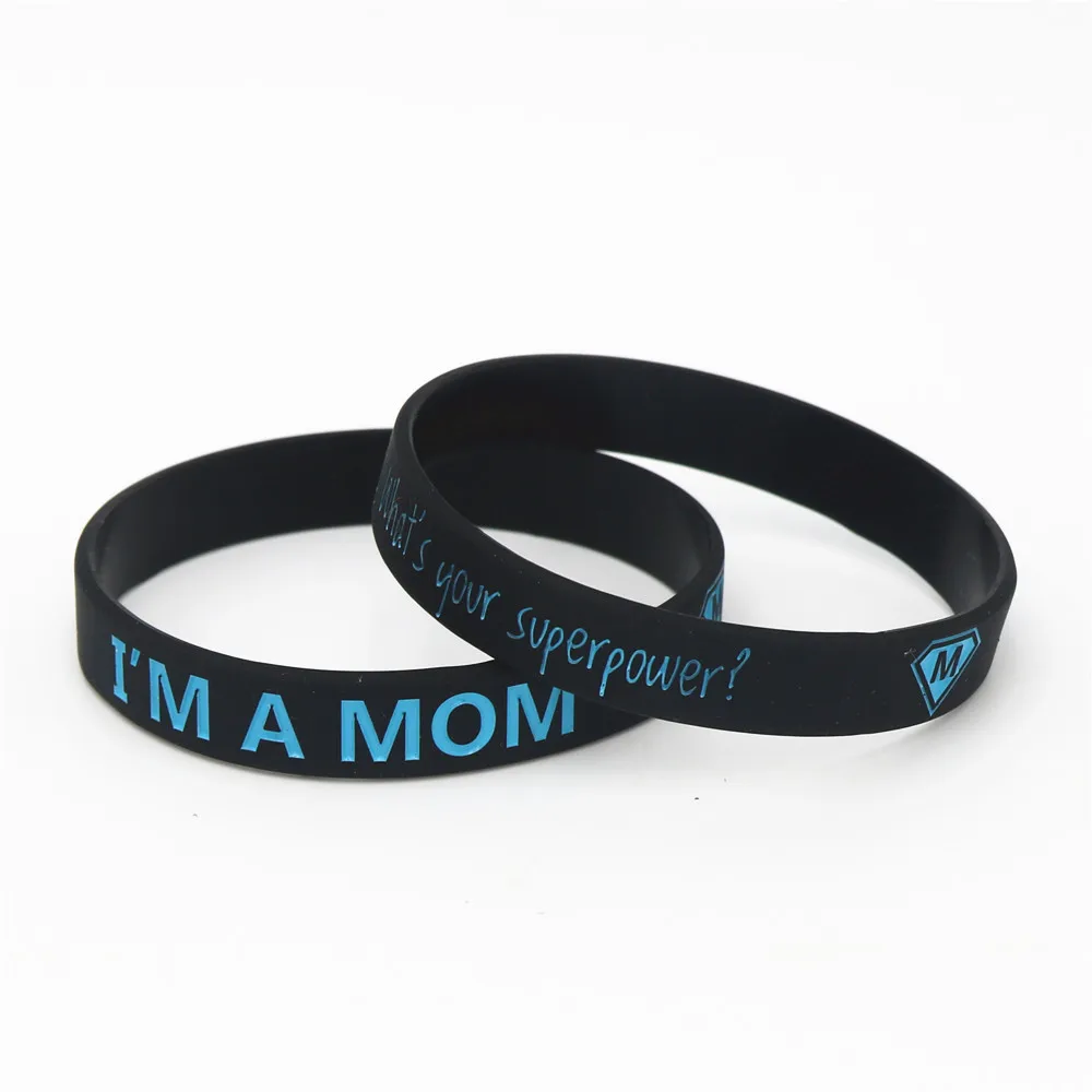 1PC Hot Sale Fashion I AM A DAD/MOM Silicone Wristband Black Silicone Rubber Bracelets &Bangles Family Gift Jewelry SH116