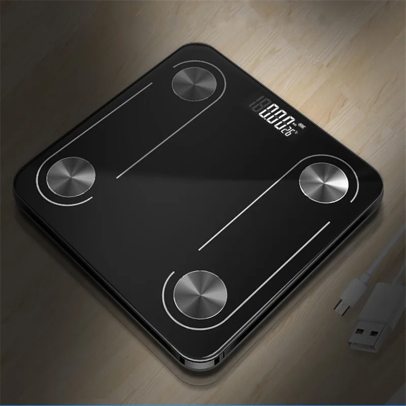 Дешево Bluetooth весы напольные весы для ванной комнаты научный умный светодиодный дисплей с подсветкой весы для жира BMI usb зарядка