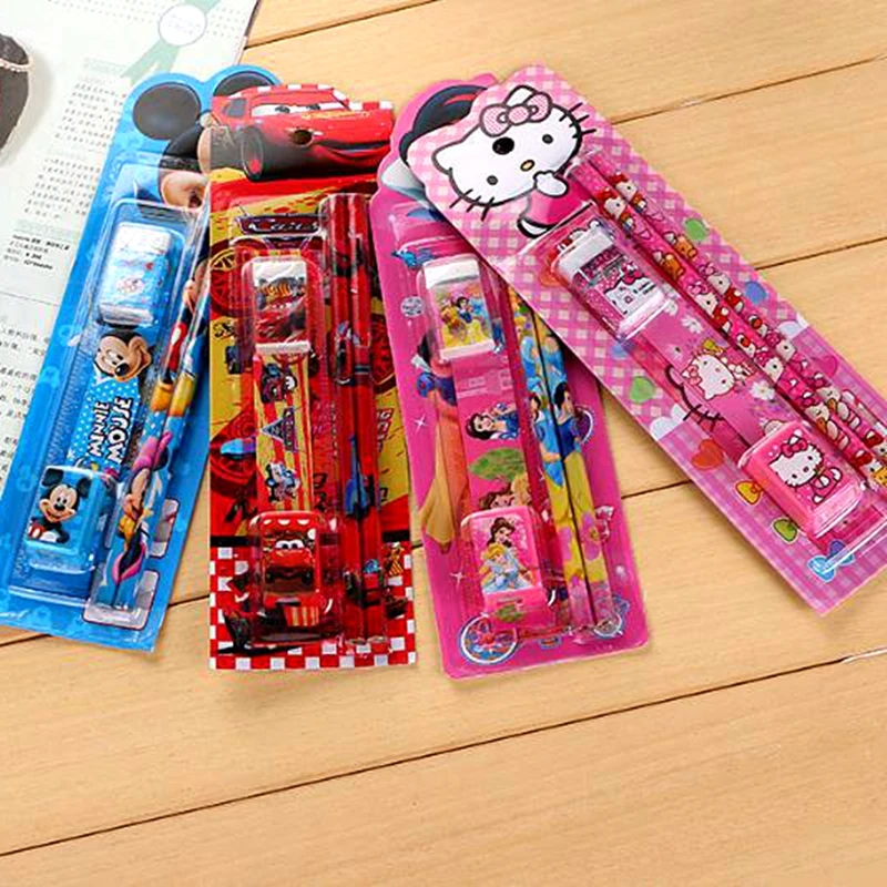 Pencil ruler eraser stationery set combination children learning stationery student supplies