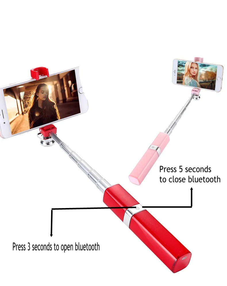 Lipstick Bluetooth Selfie Stick For iPhone X 8 6 6s 7 Plus 5s 4s For Samsung Galaxy Phone For HuaWei For Xiaomi Smart Phone