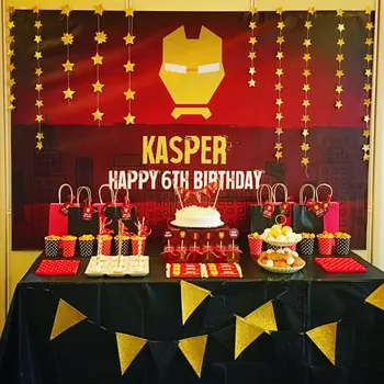 

custom iron super hero gold star red birthday backdrops High quality Computer print party photo studio background