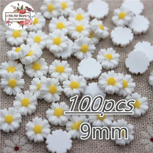 9/13/16/22/26mm white daisy flower resin flatback cabochon DIY jewelry phone decoration No Hole 