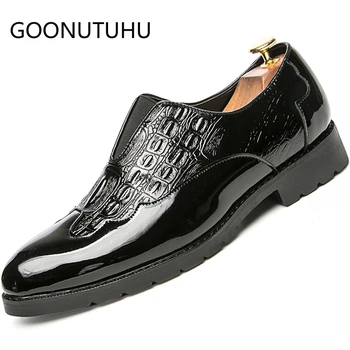 

2019 new fashion men's shoes casual leather male loafers party classic black slip on shoe man comfortable shoes for men hot sale