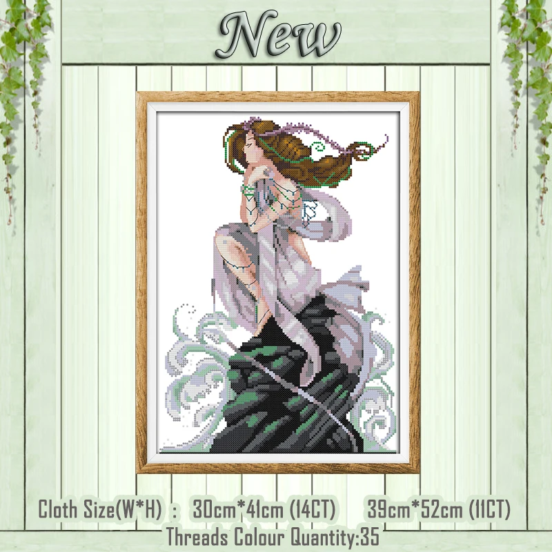 

The daughter of the sea girl painting counted printed on the canvas DMC 11CT 14CT kits NKF Cross Stitch embroider needlework Set