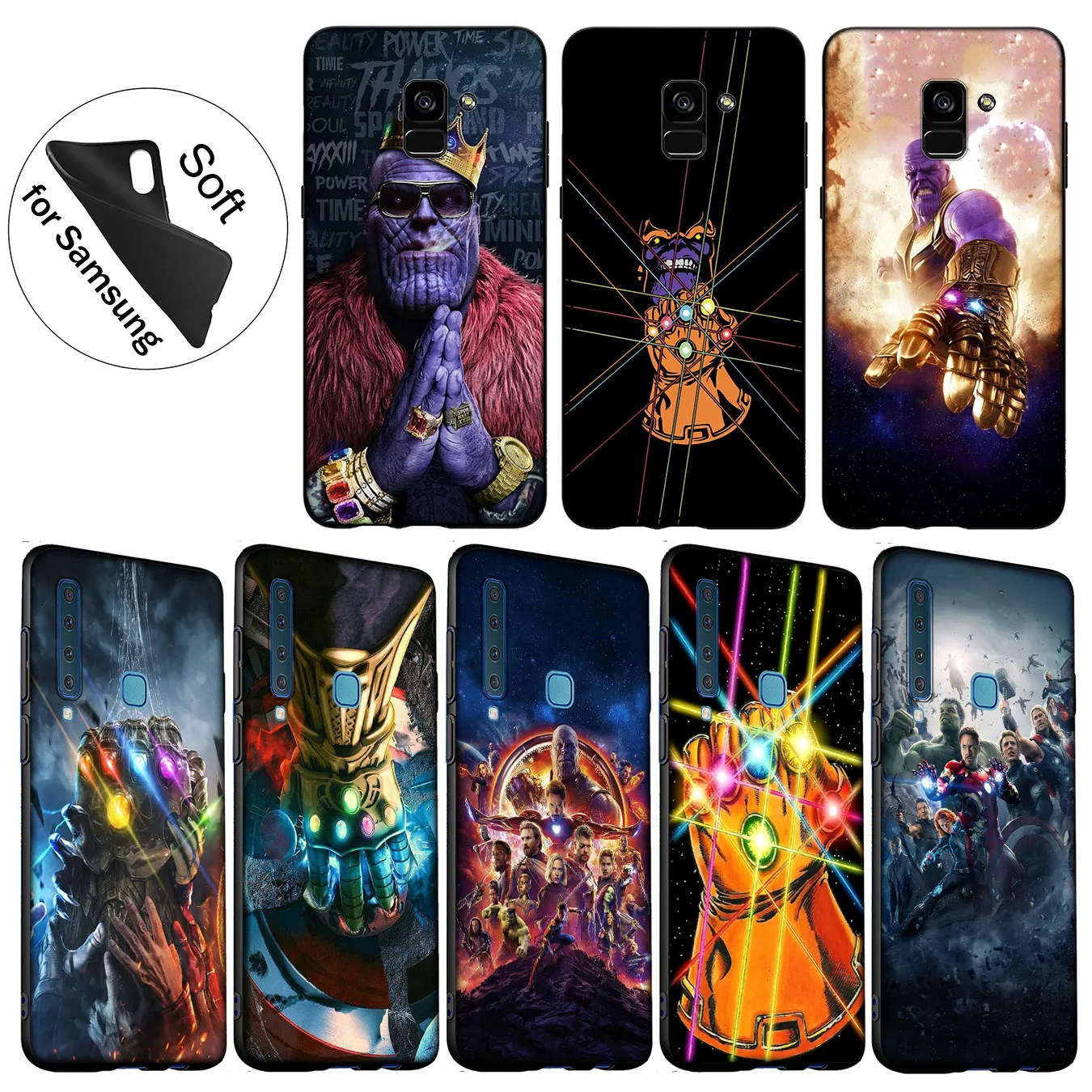 

IYICAO The Avengers Thanos Marvel Soft Silicone Cover Case for Samsung Galaxy A6 Plus A9 A8 A7 2018 A3 A5 2016 2017 Note 9 8