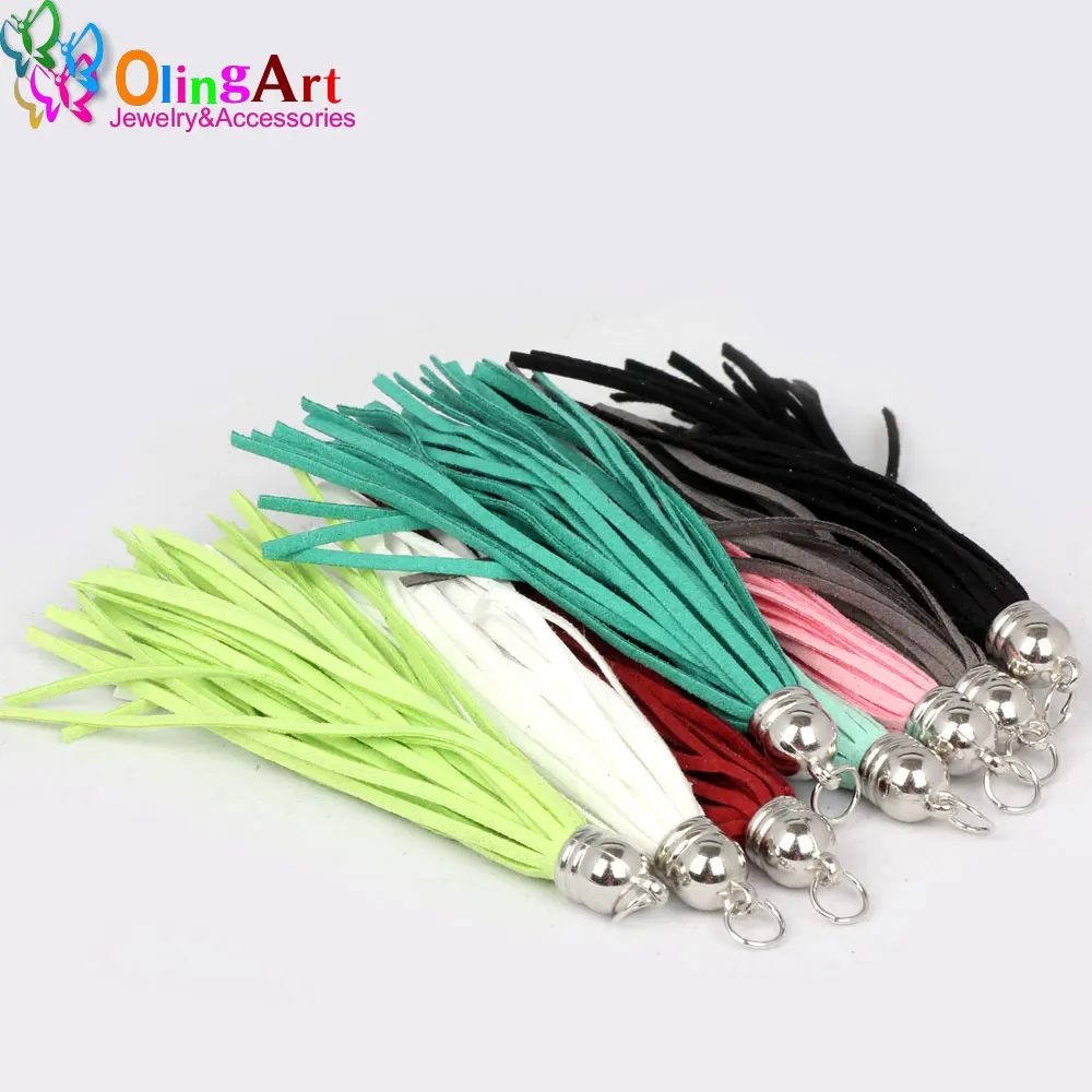OlingArt 10CM 8pcs Suede Tassel For Keychain Cellphone Straps Jewelry making Charms Leather Tassels With DIY Accessories 2017 OlingArt 10CM 8pcs Suede Tassel For Keychain Cellphone Straps Jewelry making Charms Leather Tassels With DIY Accessories 2017