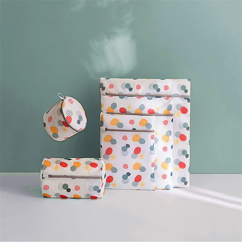 

5 Sizes Zippered Mesh Laundry Wash Bags Washing Machine Protection Net Bag For Underwear Socks Foldable Bar Washing Laundry Bag
