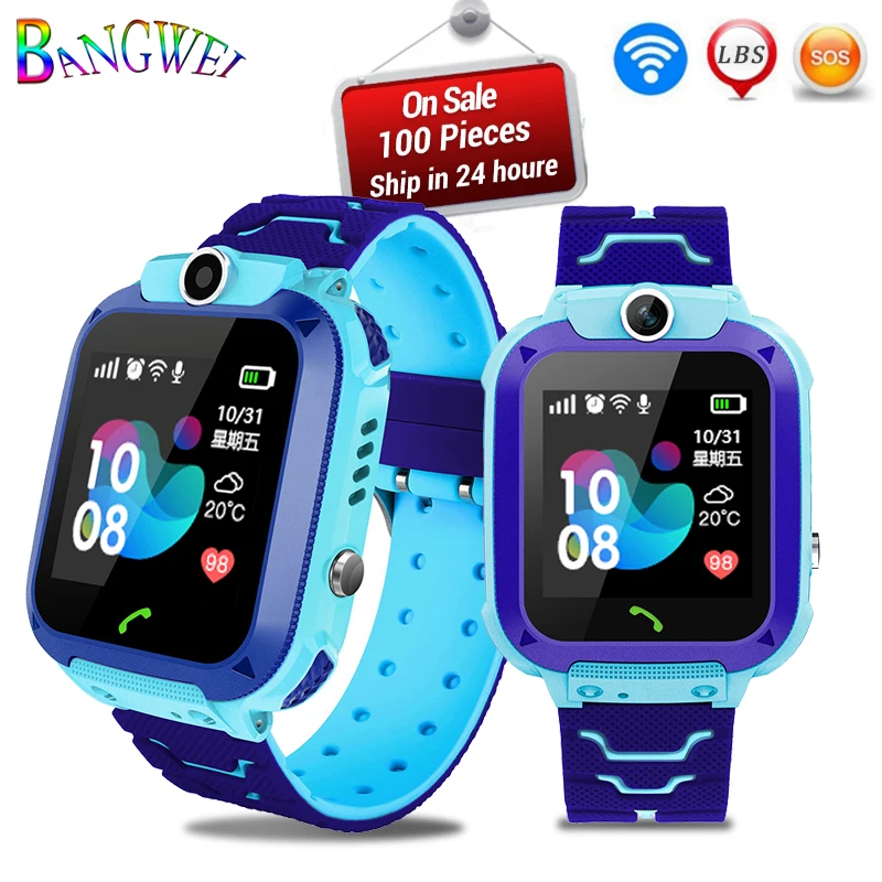 BANGWEI Kids watch Waterproof Children Watch SOS Emergency Call LBS Secure Base Station Positioning Tracking Baby Digital Watch