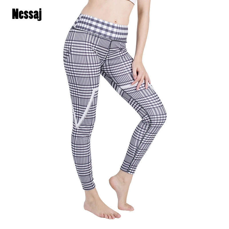 Nessaj Для женщин Высокая Талия Printed Jogger Pants Повседневное Push Up Длинные Брюки Спортивная Athleisure пикантные легинсы