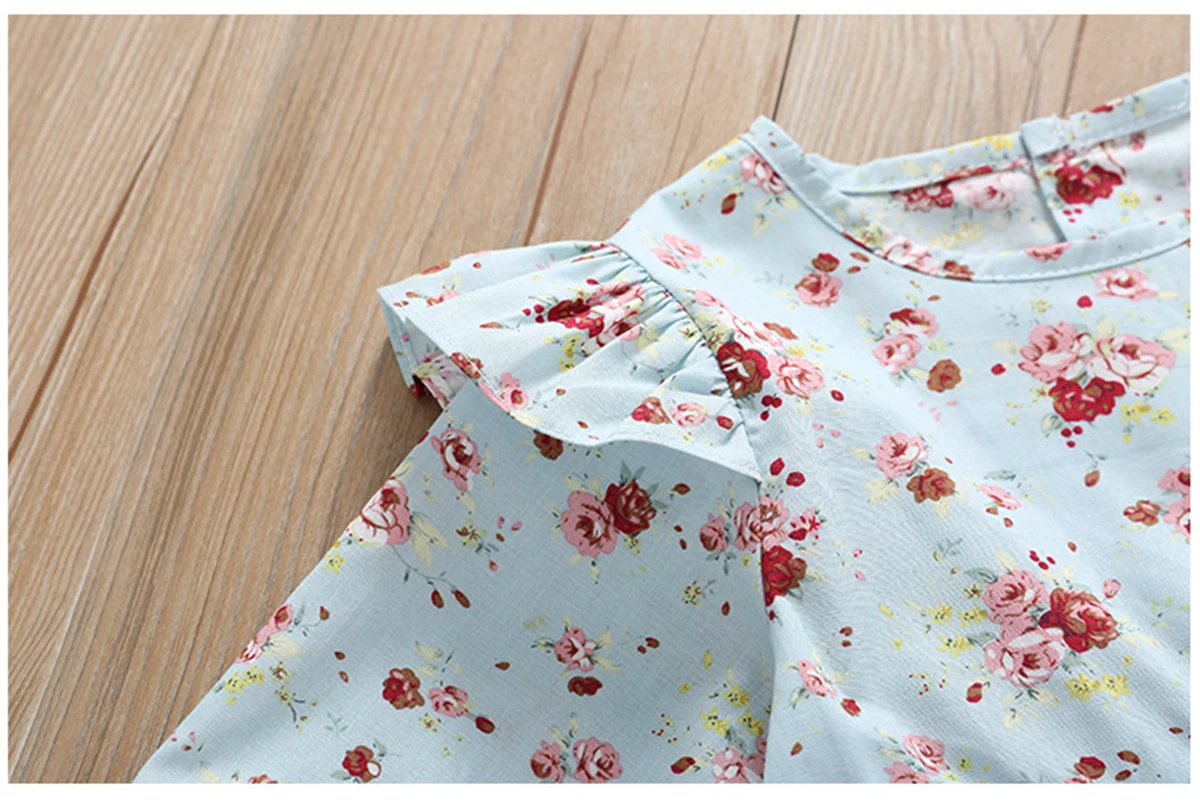 Осенняя одежда для малышей Детская Футболка модная повседневная рубашка новая весенняя блузка в стиле ретро с длинными рукавами платье для маленьких девочек с цветочным принтом