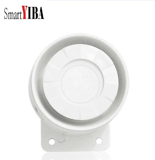

SmartYIBA Hot Selling Mini Horn White Alarm Siren 105db sound alarm DC12V Wired Indoor Siren for Home house alarm system