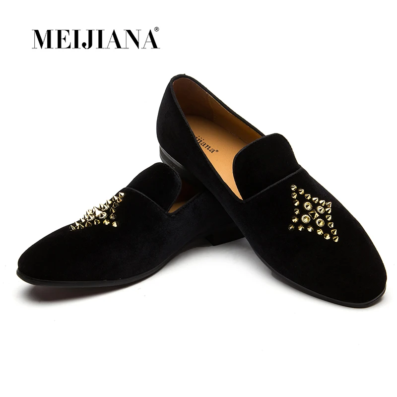 MEIJIANA 2019 Fashion Loafers Men Shoes Men's Rivet Suede Leather ...