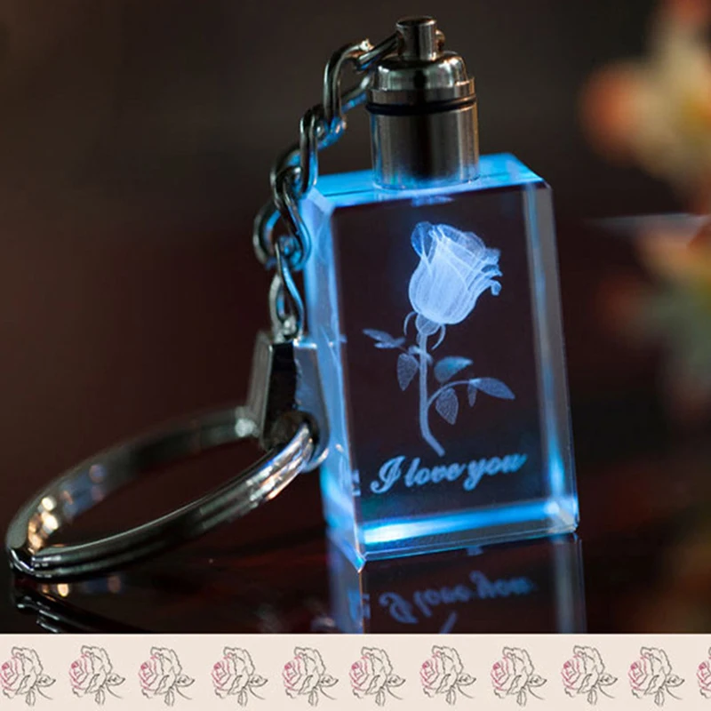 

Car Key Chain Crystal LED Luminous Keychain Couples Party Gifts Colorful Flashing Led Lights Auto Interior Decoration Party Gift